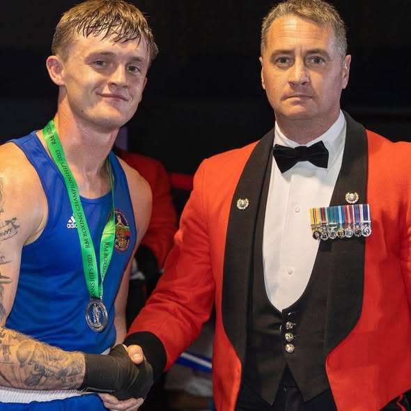 Tom Burtwell, Royal Marines Commando, after a championship bout